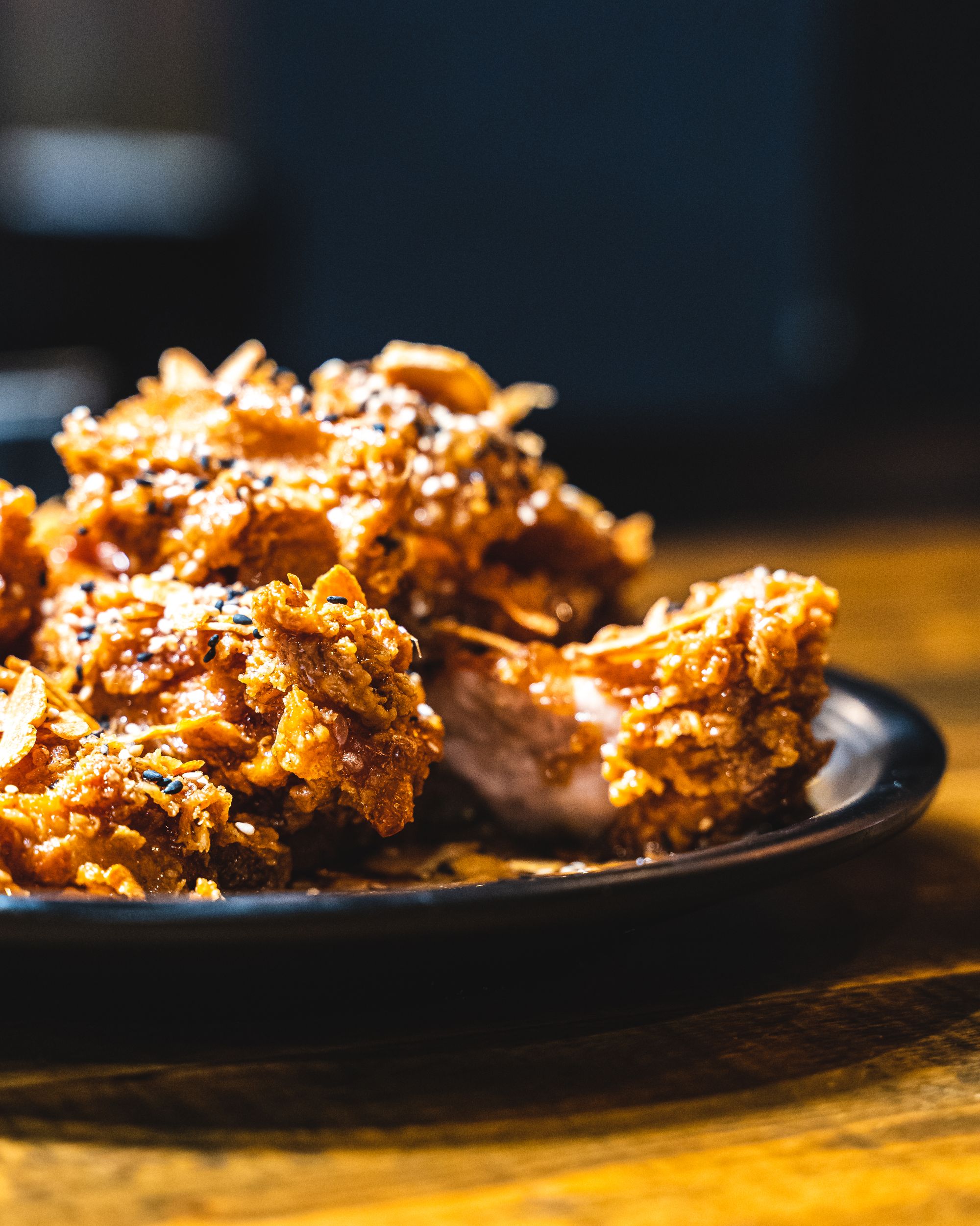 Close up of fried chicken on a plate