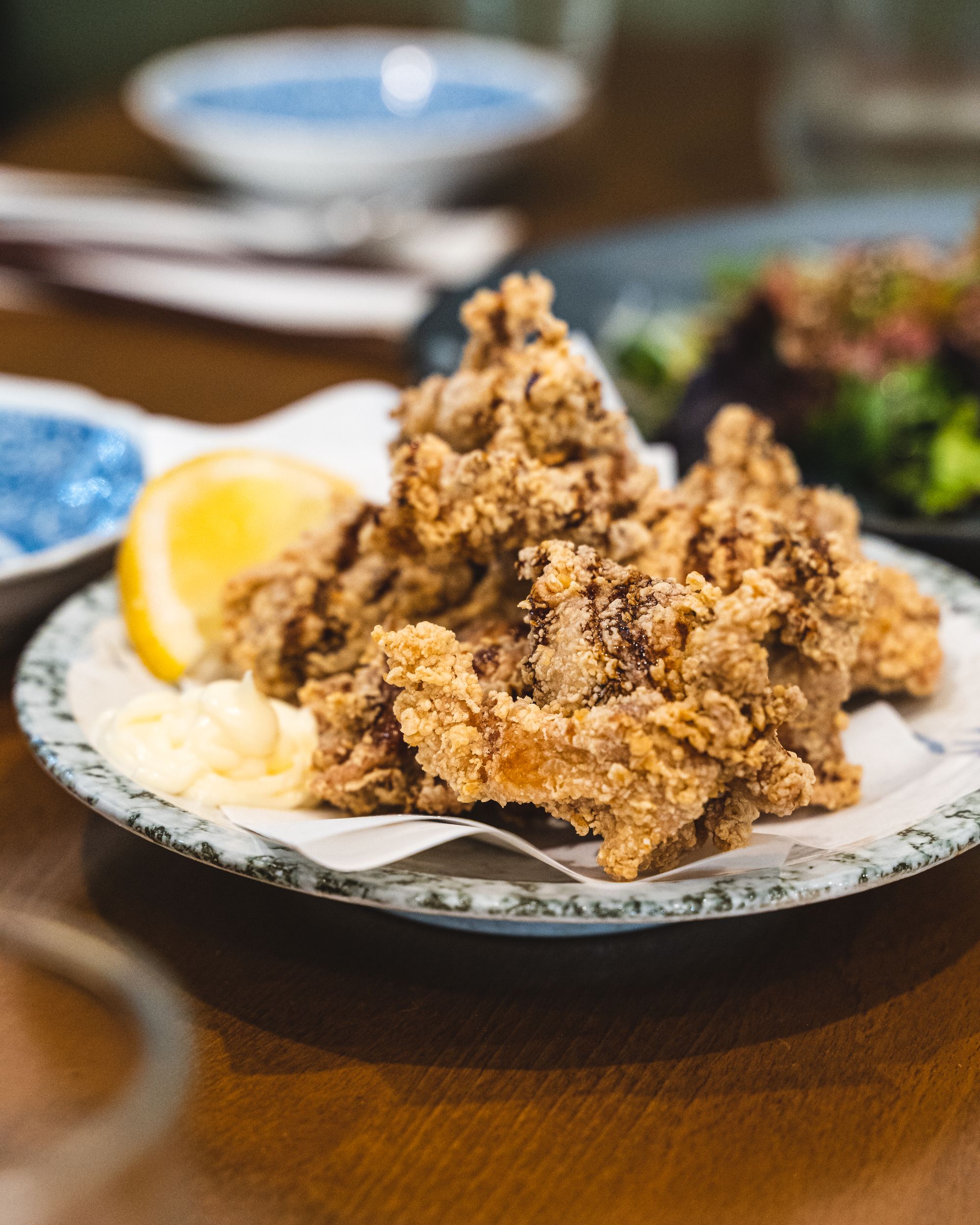 Close up of Japanese fried chicken a on plate