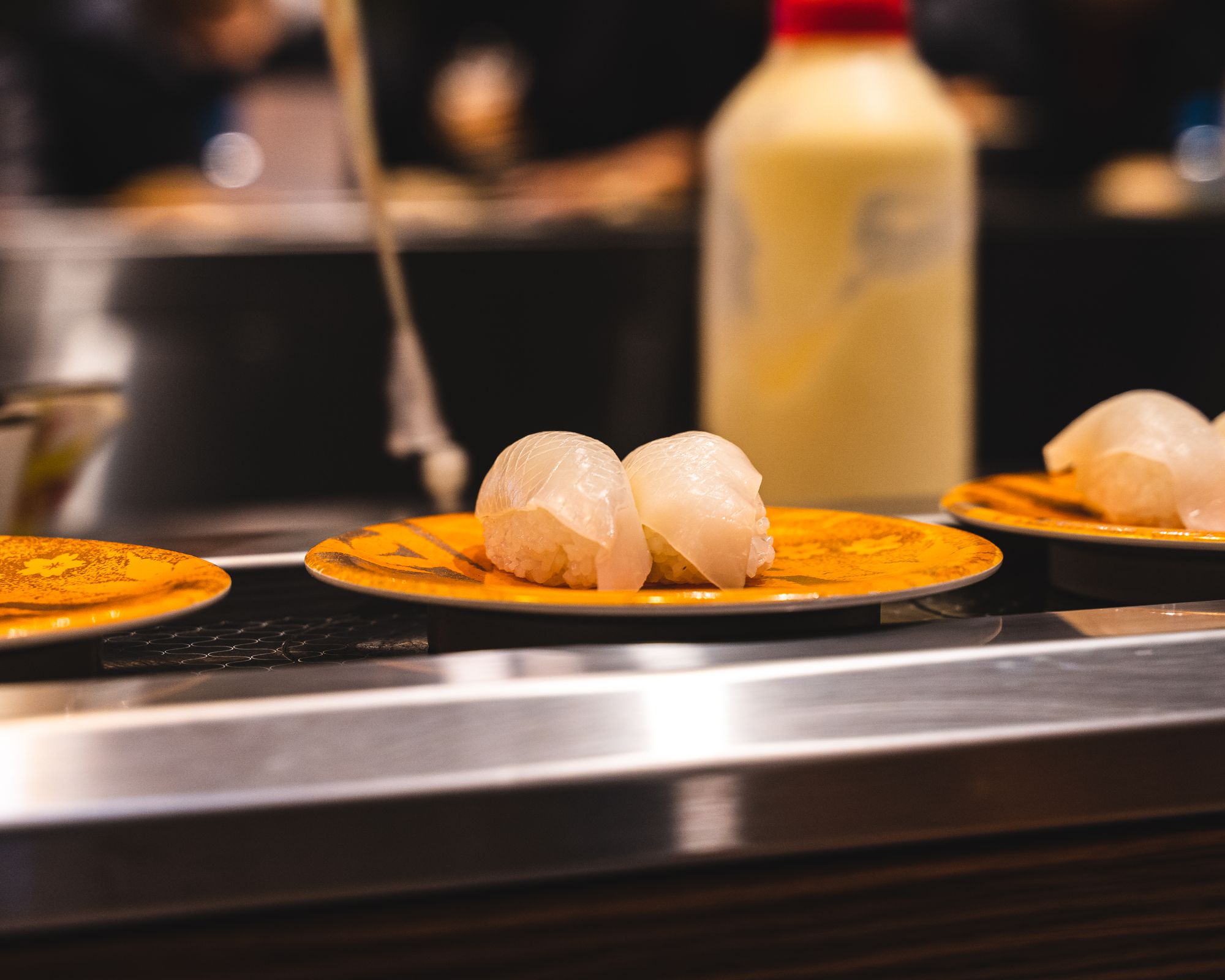 Sushi on a sushi conveyor belt